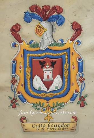 Quito Ecuador Coat of Arms 12 x 14 inch on leather