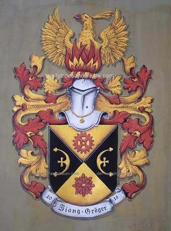 Groeger Coat of Arms painting on leather