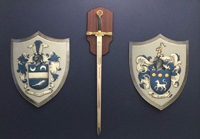 Husband & Wife Coat of Arms metal knight shields