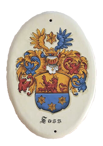 Sass family crest Coat of Arms ceramic house plaque