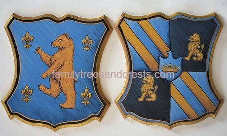 Husband & wife Coat of Arms hand painted wooden wall plaques