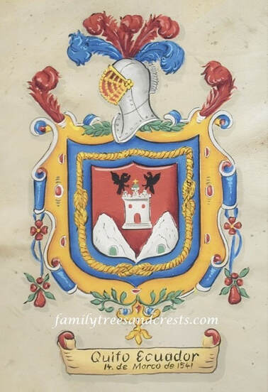 Ecuador  Old style heraldry Coat of Arms painting
