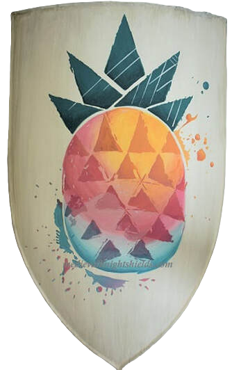 Metal knight shield w. company logo pineapple