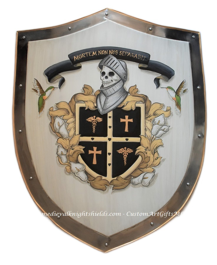Novelty family crest painting knight shield