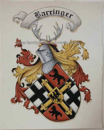 Caot of Arms painting Barringer family crest