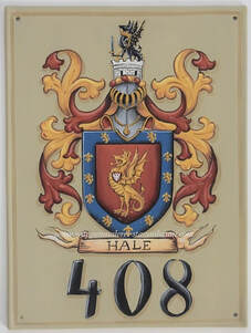 Metal house plaque Coat of Arms painting