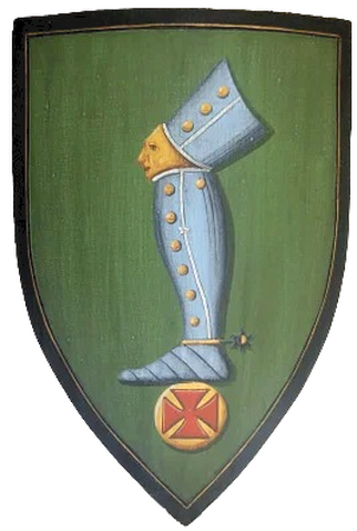 Wooden medieval knight shield with Coat of Arms