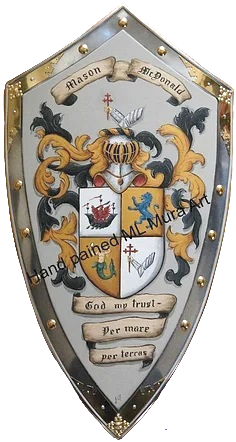 Medieval shield with Coat of Arms Mason -McDonald 