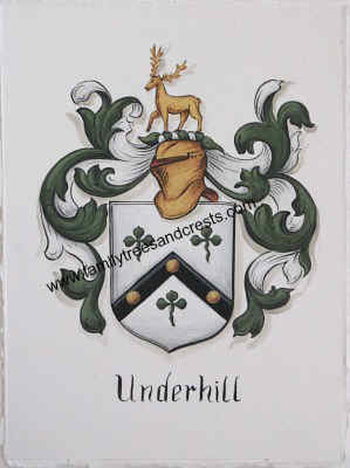 Underhill Coat of Arms painting - gold leaf paint