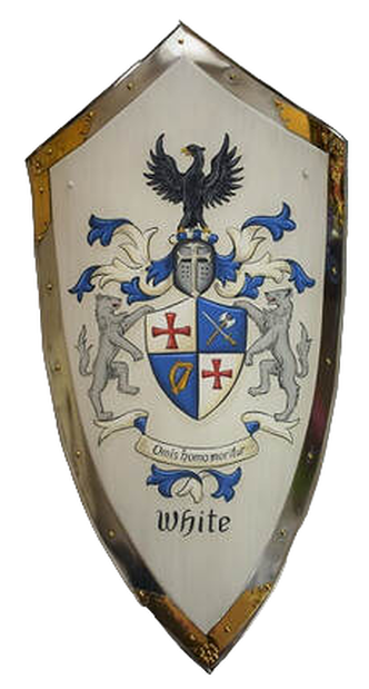 White family coat of arms on metal shield