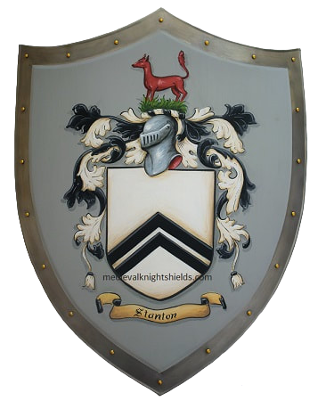 Metal knight shield w. Stanton Coat of Arms