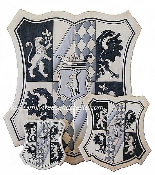 Family crest painting on hand crafted ceramic tiles