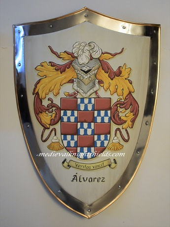 Alvarez family crest metal knight shield