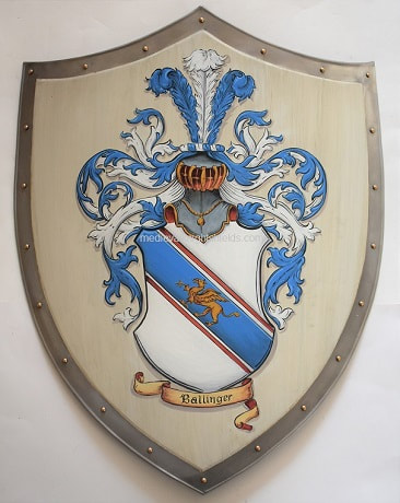 Ballinger family crest - metal knight shield
