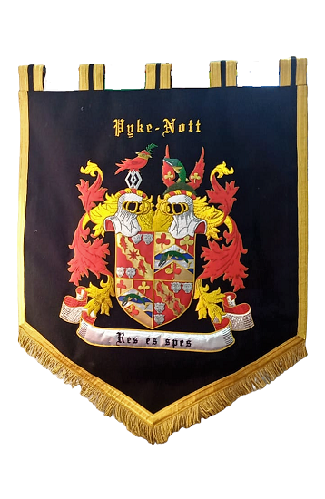 Embroidered family crest paintings