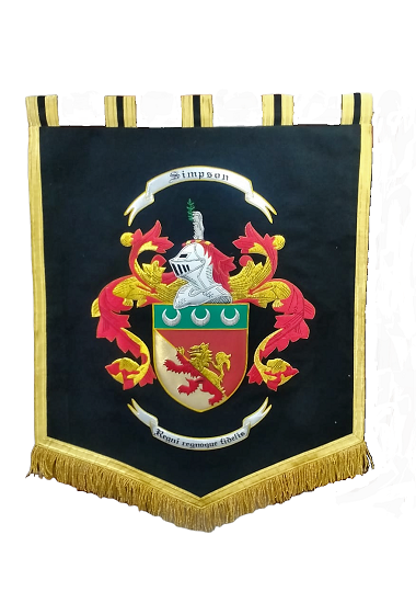 Embroidered family crest coat of arms