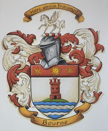 Bourne family crest painting watercolor paper