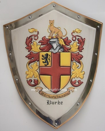 Burke family coat of arms shield -  family crest painting