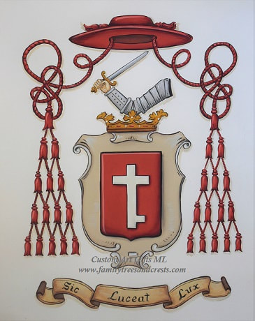 Cardinal Coat of Arms painting on watercolor paper