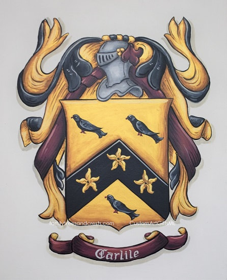 Carlile family crest painting on canvas