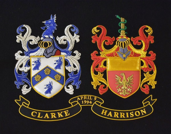 Wedding family crest embroidery