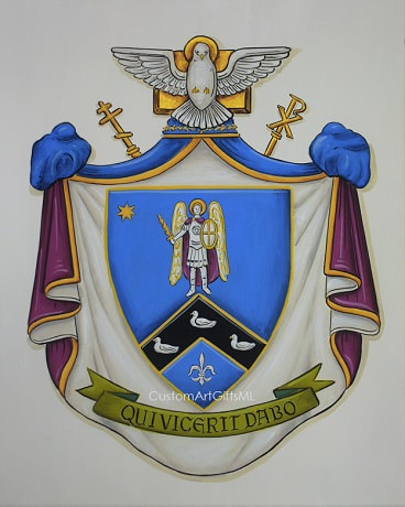 Religious Coat of Arms painting on watercolor paper