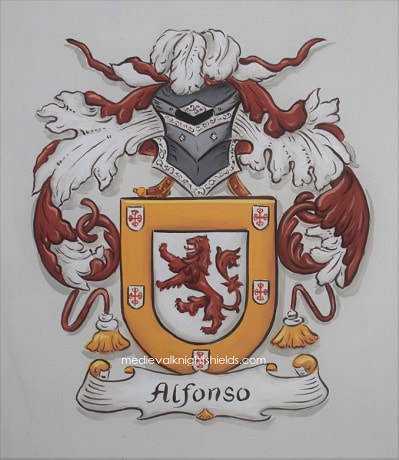 Alfonso Aluminum 12 x 14 inch house plaque w. family crest painting