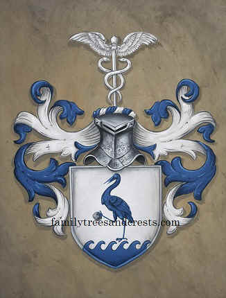 Coat of Arms painting with crane