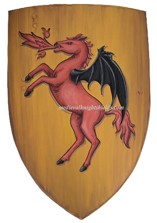 Metal battle shield, knights shield design -  dragon horse