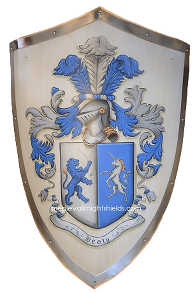 Novelty family crest painting. wedding knight shield