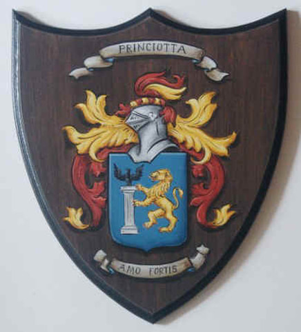 Princiotta Coat of Arms painting wooden plaque