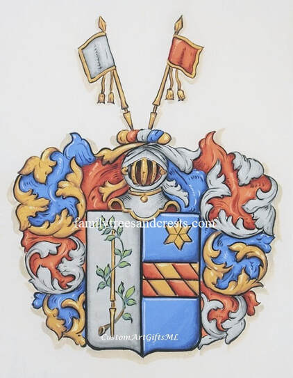 Old style heraldry Coat of Arms painting