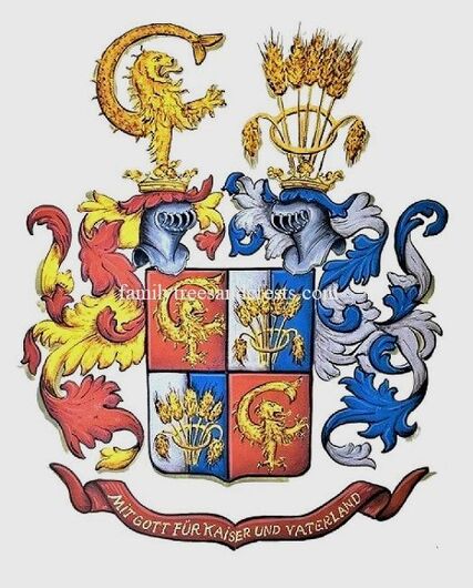 Old style heraldry alliance Coat of Arms painting