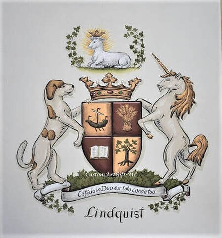 Novelty family crest painting on canvas