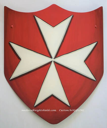 Maltese cross knight shield -  red