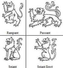 Animals, beasts - attitudes, positions, heraldic symbols