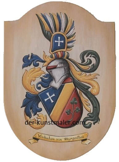 VonHuben Family Coat of Arms wooden plaque