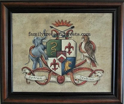 Novelty Coat of Arms family crest painting on watercolor paper - wedding crest