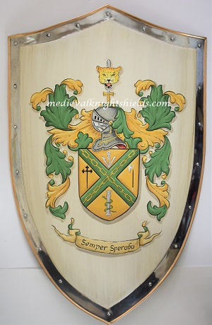 Fitchitt family crest painting knight shield