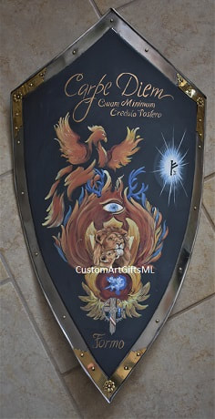 Phoenix metal shield -  custom painting