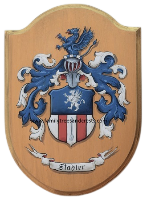 Stahler family Coat of Arms wooden plaque