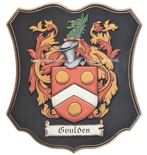 Goulden family crest wall plaque 