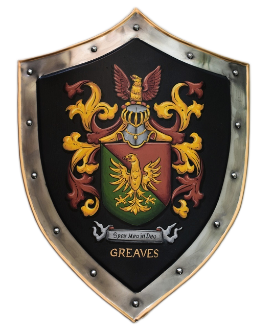 Greaves family crest knight shield