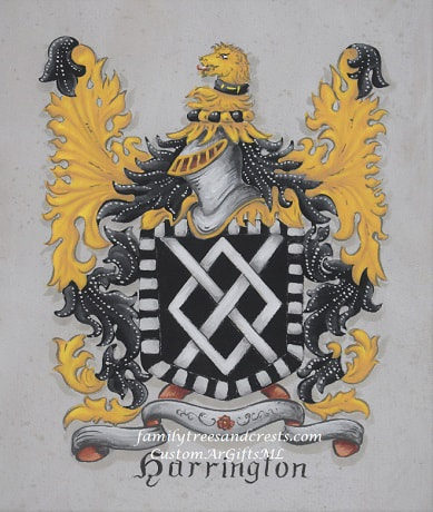 Harrington family coat of arms painting