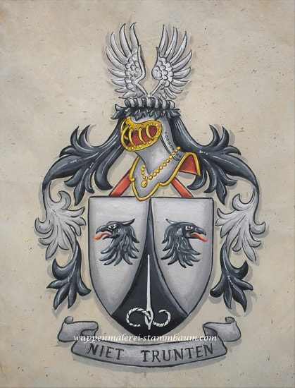 Hinnekint hand painted family coat of arms 