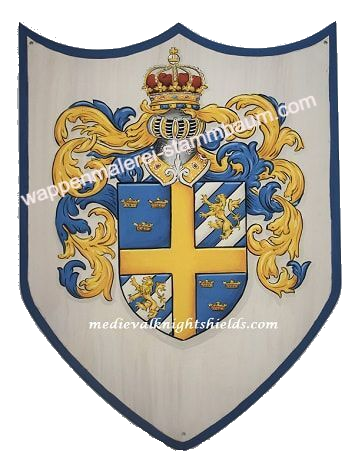 Borgquist Flat aluminum house shield w. Coat of Arms painting