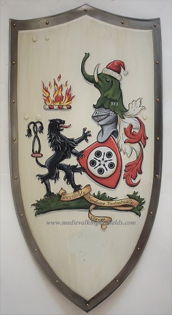 Metal shield w. custom painted crest