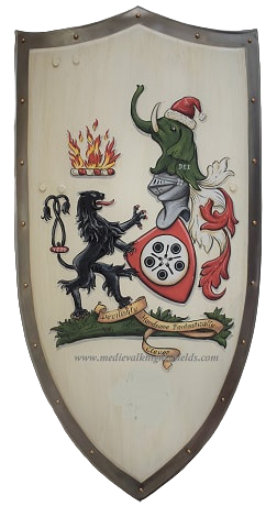 Metal shield w. custom painted crest