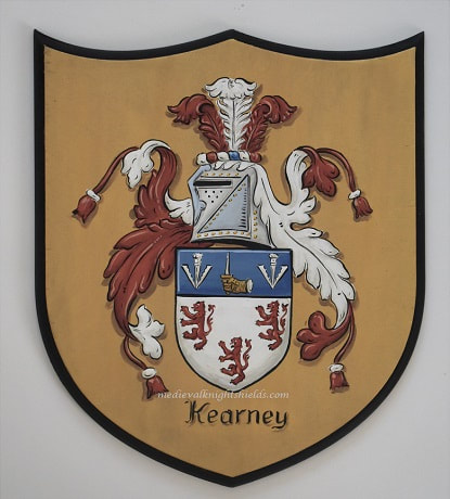 Kearney Family crest painting wooden plaque