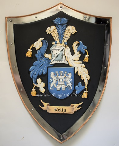 Kelly Family Coat of arms 18 x 24 inch metal shield